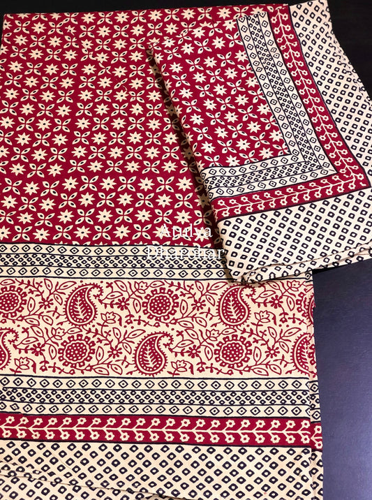 Red Kalamkari Single Bedsheet