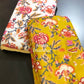 Mustard Green Floral Jaal Mulmul Single Dohar Pair