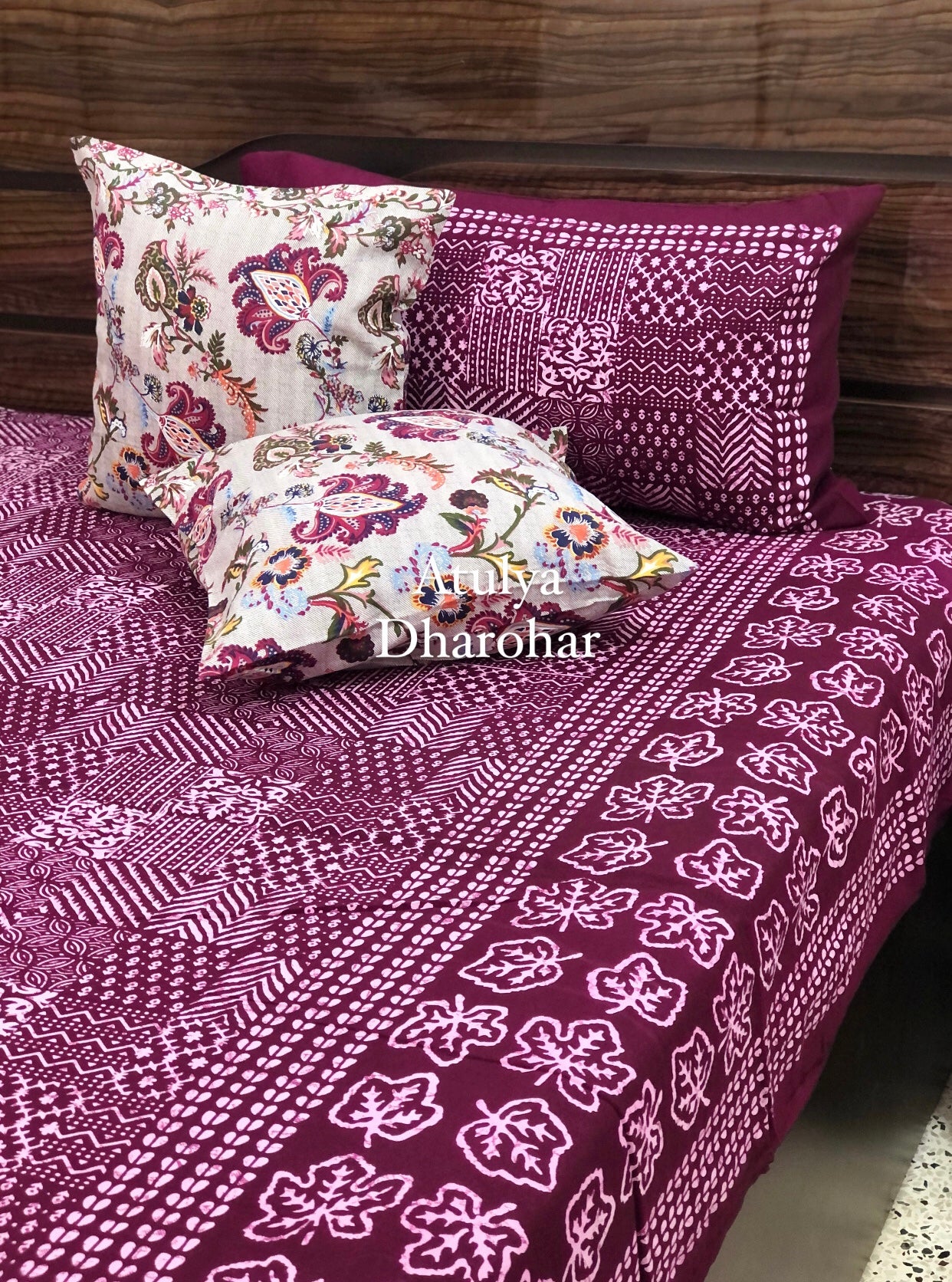 Patchwork look Super King Cotton Bedsheet