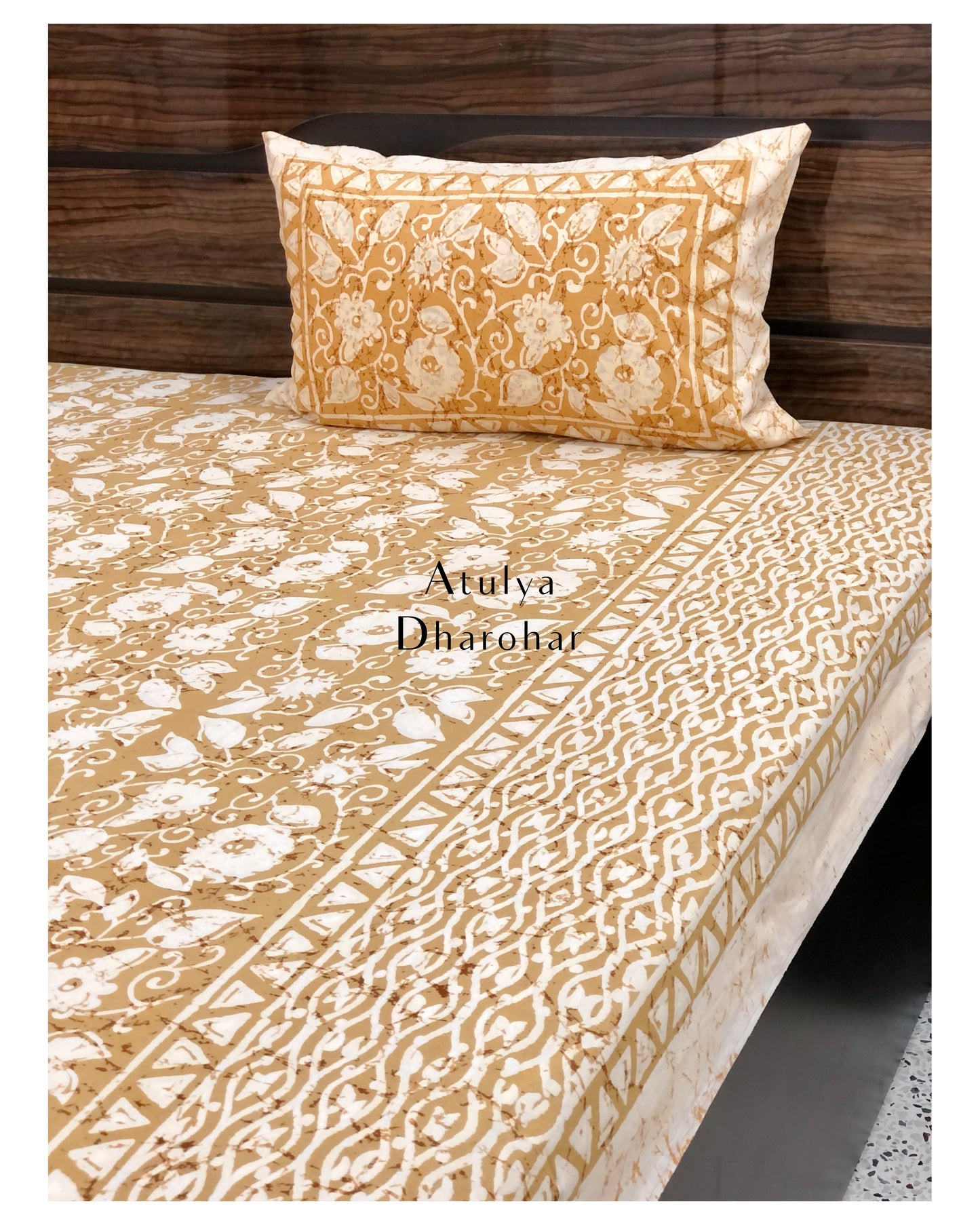 Mustard Floral Jaal Bedsheet