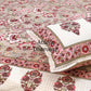 Grey and Pink Floral Jaal Cotton King Size Bedsheet
