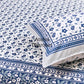 Blue Floral Jaal Cotton King Size Bedsheet
