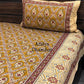 Mustard and Maroon Cotton Kalamkari Super King Bedsheet