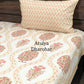 Peach Floral Motifs Cotton Super King Size Bedsheet
