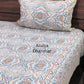 Grey and Blue Ikat Cotton King Size Bedsheet