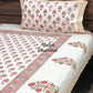 Pink Palm Tree Motifs Hand Block Printed Single Bedsheet