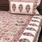 Grey and Pink Floral Jaal Cotton King Size Bedsheet