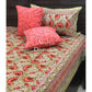 Green and Orange Lotus Motifs Bedsheet