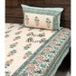 Turquoise Green Mughal Motifs Bedsheet