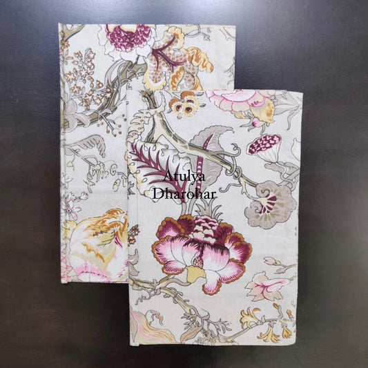 Grey and Purple Floral Jaal Pillow Covers