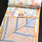 Orange Floral Jaal Mulmul Double Bed Dohar
