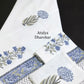 Blue and Green Floral Hand Block Waffle Cotton Towel Set