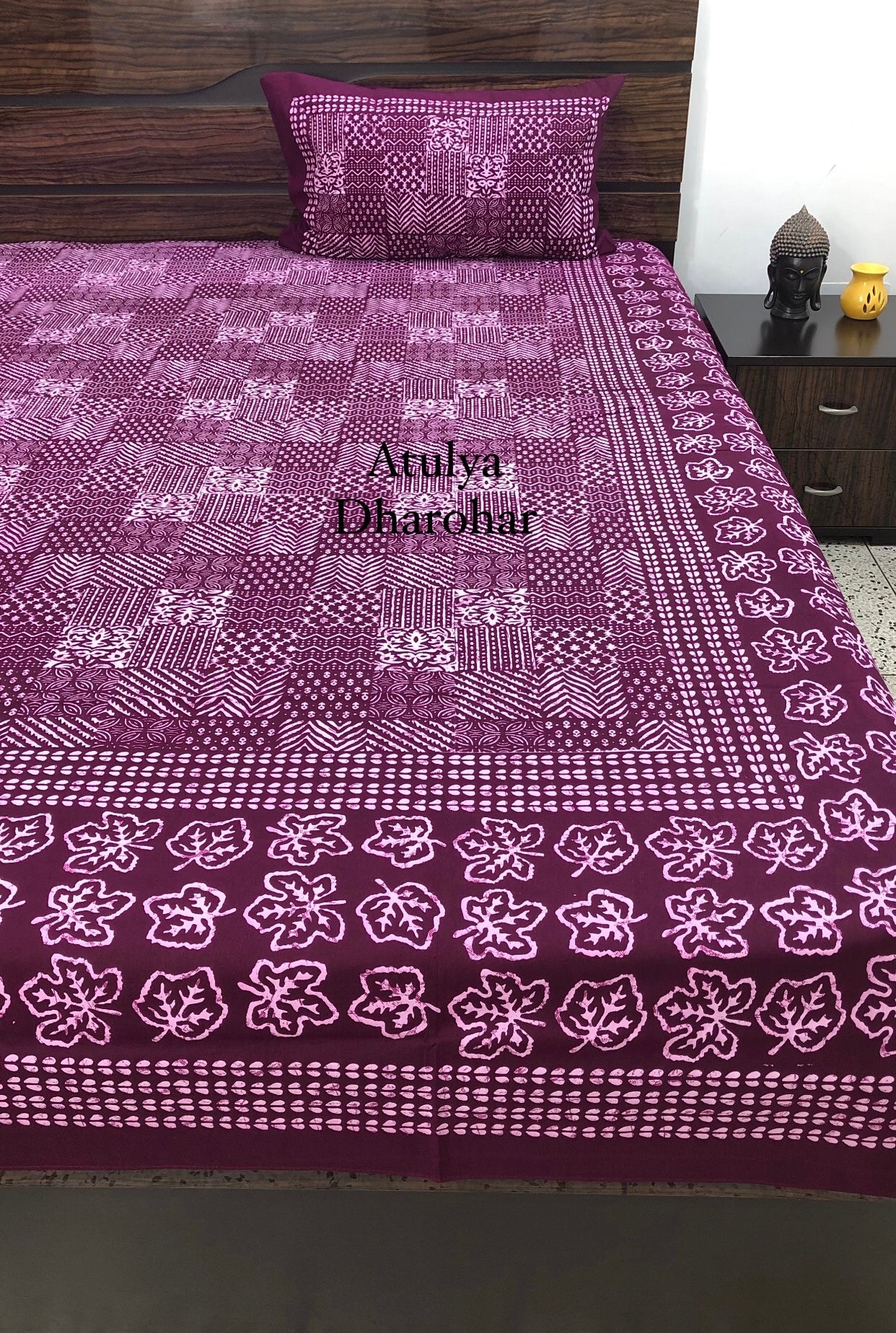 Patchwork look Super King Cotton Bedsheet