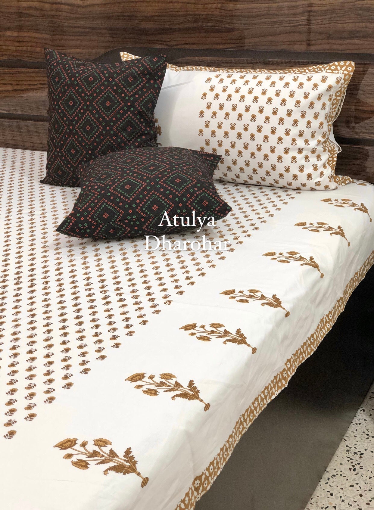 Brown Floral Motifs Bedsheet