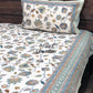Blue Floral Jaal Cotton Super King Bedsheet