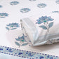 Blue Floral Motifs Hand Block Super King Bedsheet