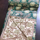 Green and Brown Floral Mulmul Double Bed Dohar