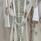 Magenta Pink and Green Floral Hand Block Printed Waffle Cotton Bathrobe