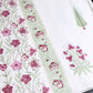 Pink and Green Floral Motifs Percale Cotton Hand Block Printed Super King Bedsheet
