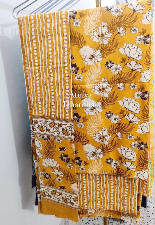 Mustard Suit Fabric with Cotton Dupatta