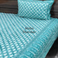 Turquoise Floral Motifs Cotton Super King Bedsheet
