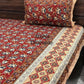 Maroon and Blue Cotton Kalamkari King Size Bedsheet