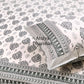 Grey Mughal Motifs Cotton King Size Bedsheet