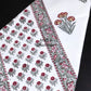 Red and Grey Floral Motifs Hand Block Printed Waffle Cotton Towel