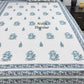 Teal and Grey Floral Motifs Cotton Single Bed Bedsheet