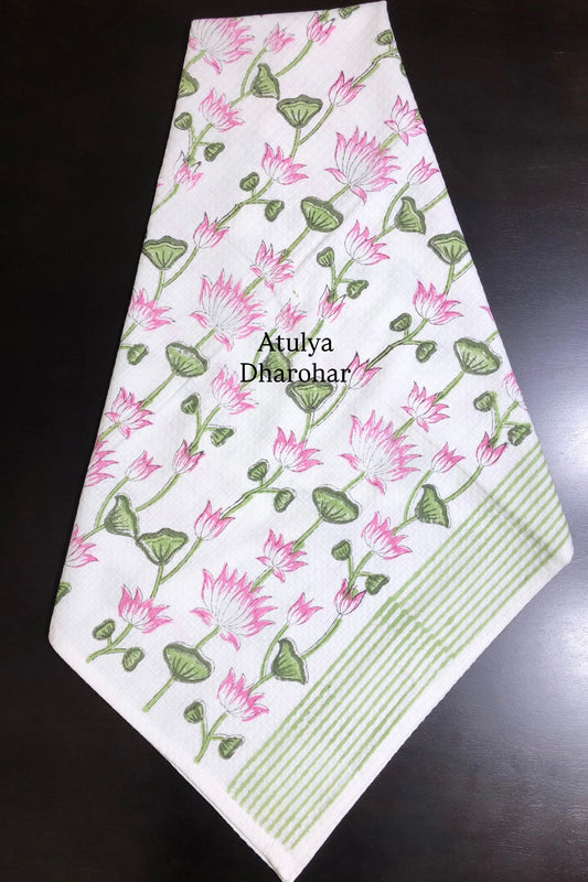 Lotus Jaal Hand Block Waffle Cotton Towel