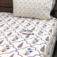 Blue and Grey Floral Mughal Jaal Cotton Super King Bedsheet