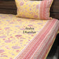 Yellow and Pink Floral Jaal Super King Bedsheet