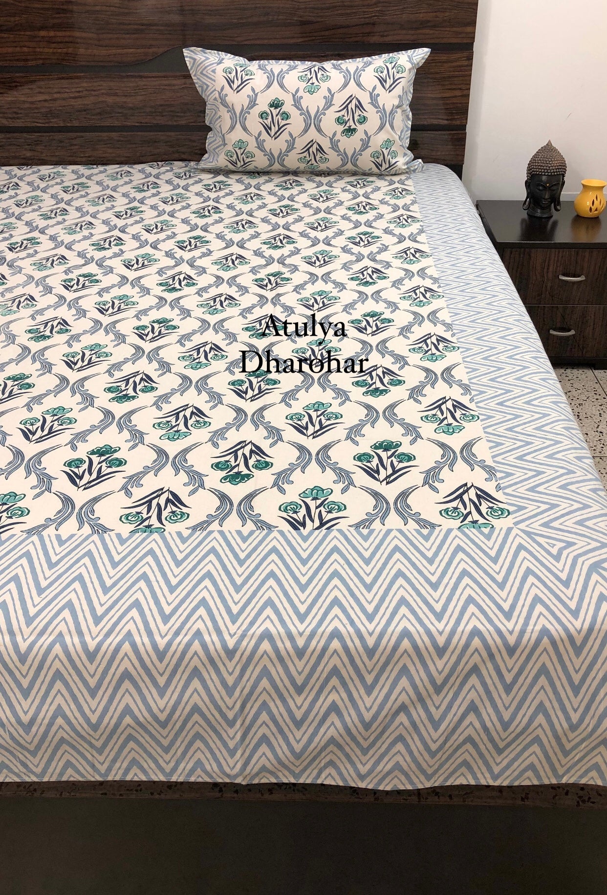 Floral Mughal Jaal Super King Cotton Bedsheet