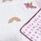 Unicorn and Rainbow Hand Block Printed Mulmul Baby Dohar