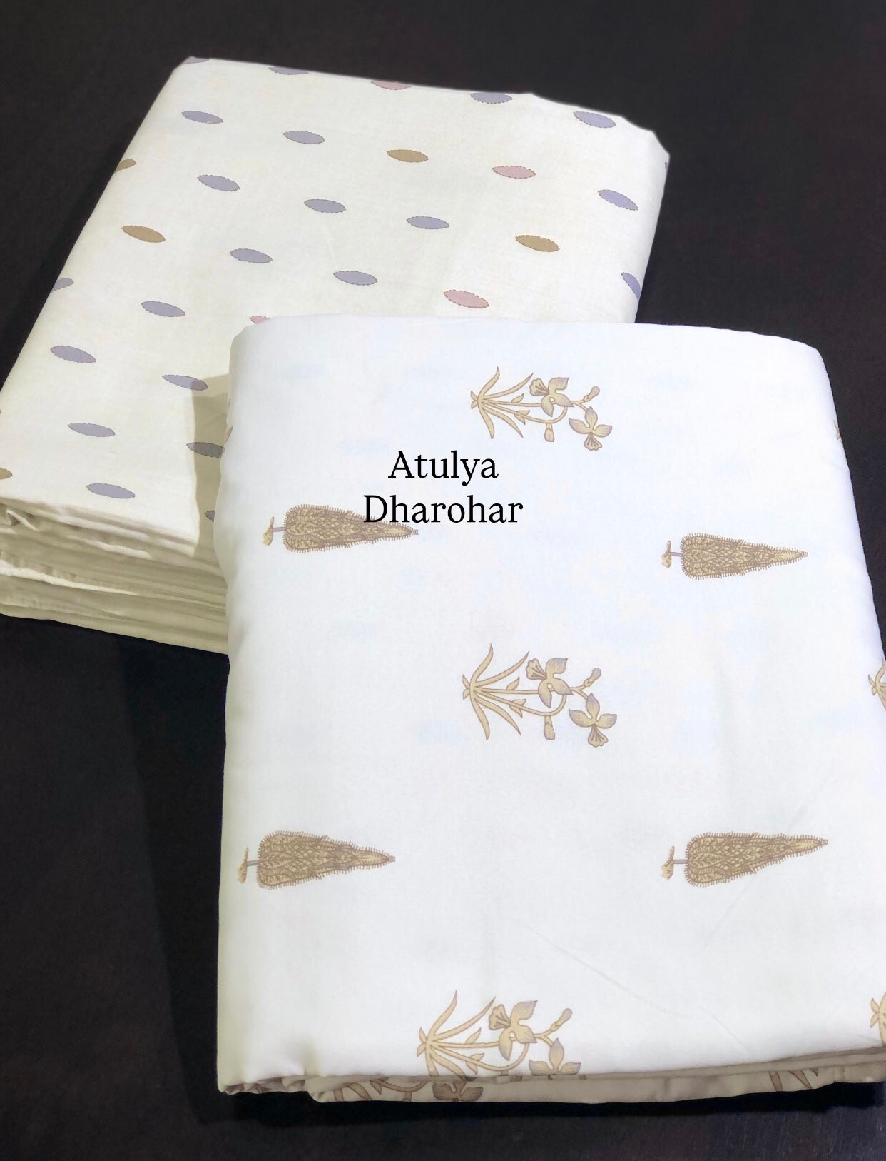 Brown Floral Motifs Cambric Cotton Single Dohar Pair