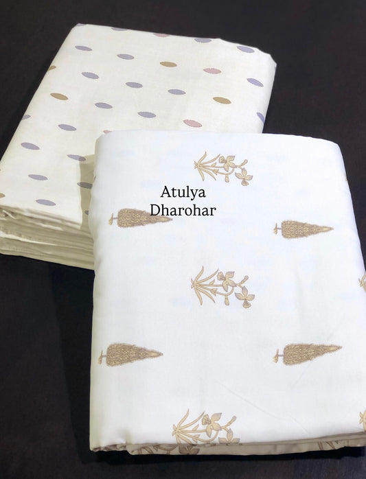 Brown Floral Motifs Cambric Cotton Single Dohar Pair