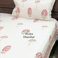 Peach Floral Motifs Hand Block Printed Super King Bedsheet