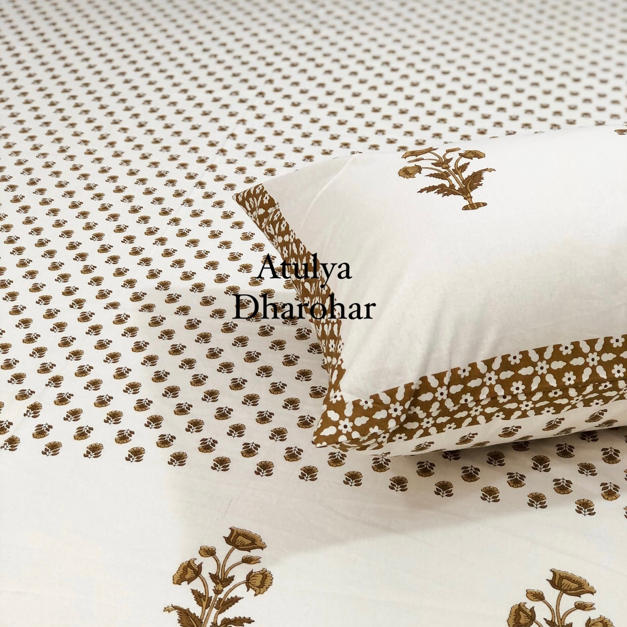 Brown Floral Motifs Bedsheet