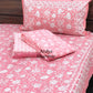 Pink Floral Mulmul Single Dohar Pair with Super King Bedsheet Set