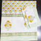 Yellow Floral Mughal Jaal Percale Cotton Hand Block Printed Super King Bedsheet