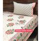 Peach and Green Floral Motifs Bedsheet