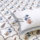Blue and Grey Floral Mughal Jaal Cotton Super King Bedsheet