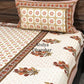 Rust and Green Floral Cotton King Size Bedsheet