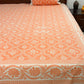 Orange Mughal Jaal Cotton Super King Bedsheet