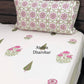 Pink and Green Floral Motifs Cotton Super King Bedsheet