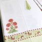 Orange and Green Floral Motifs Percale Cotton Hand Block Printed Super King Bedsheet