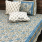 Blue and Grey Floral Jaal Bedsheet