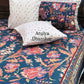 Navy Blue and Multicolour Floral Jaal Super King Cotton Bedsheet
