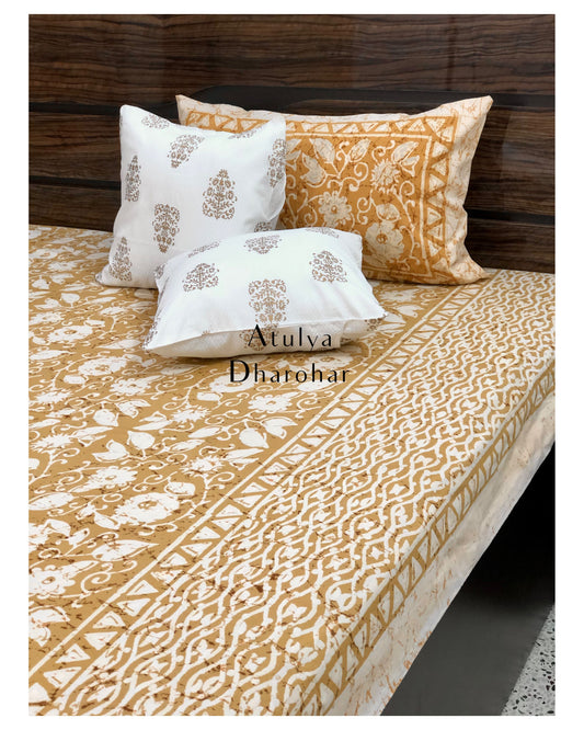 Mustard Floral Jaal Bedsheet