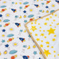 Multicolour Rocket and Galaxy Hand Block Printed Mulmul Baby Dohar